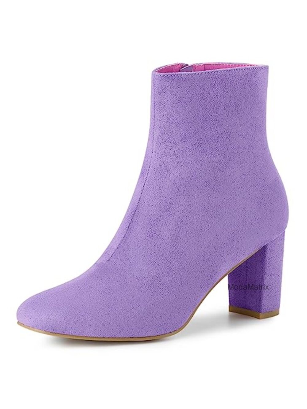 Faux Suede Chunky Heel Ankle Boots Side Zip Block Heel Booties